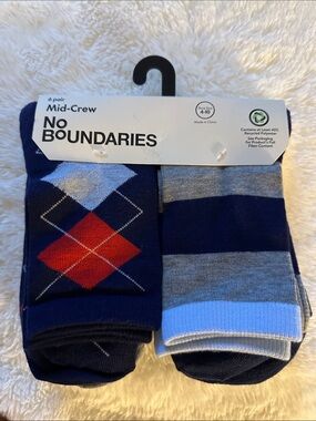 No Boundaries Women Navy, Gray & Red Mid-Crew Socks - 6 Pair